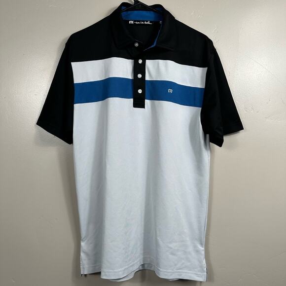 Travis Mathew Other - Travis Mathew Men’s Short Sleeve Golf Polo Shirt Blue Black White Size Medium